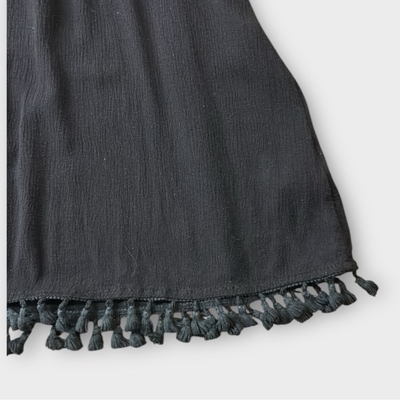 Umgee Boho Relaxed Fit Sleeveless Tassel Hem Black Dress Size Large - Picture 11 of 12